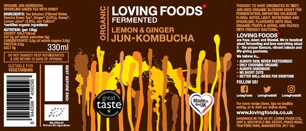 Organic Jun-Kombucha with Lemon and Ginger