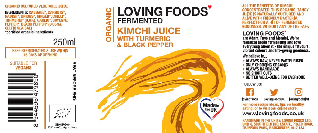 Organic Kimchi Juice with Turmeric and Black Pepper