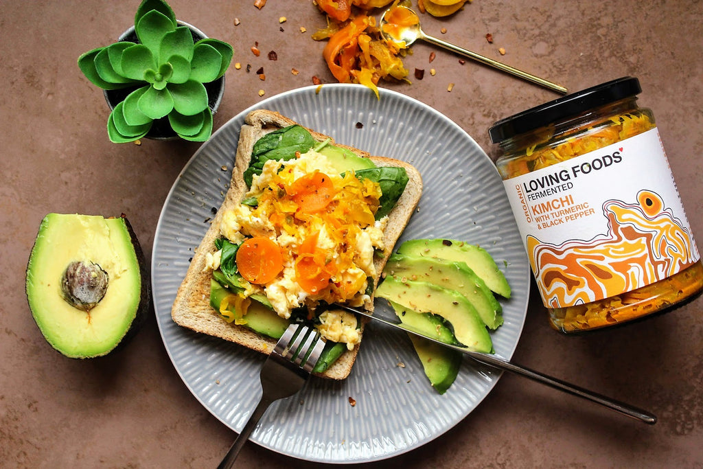 Kimchi Scrambled Eggs & Avo on Toast