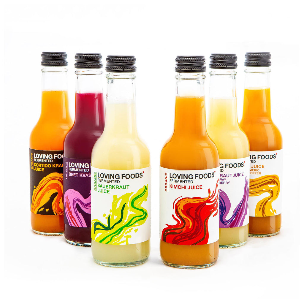 Loving Foods Organic Fermented Sauerkraut Juice, Kimchi Juice and Beet Kvass