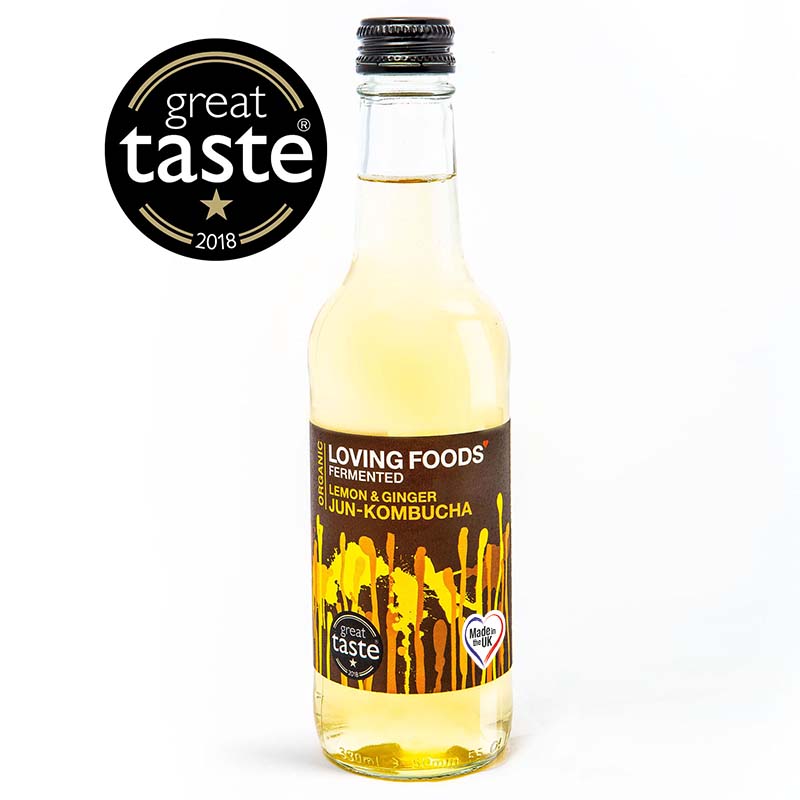 Loving Foods Organic Jun-Kombucha - Lemon + Ginger 330Ml
