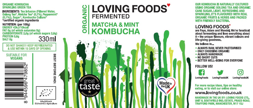 Organic Kombucha with Matcha and Mint