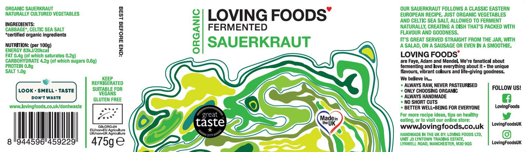 Raw, Unpasteurised Organic Sauerkraut Ingredients